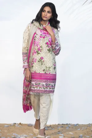 AlKaram Spring/Summer 2018 – 3 Piece Printed Embroidered – SS-09 Olive