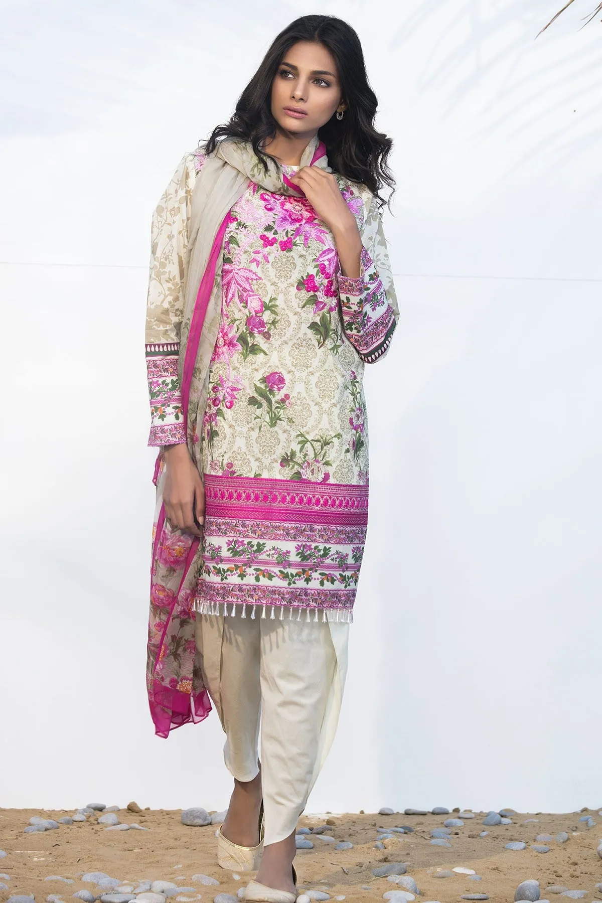 AlKaram Spring/Summer 2018 – 3 Piece Printed Embroidered – SS-09 Olive