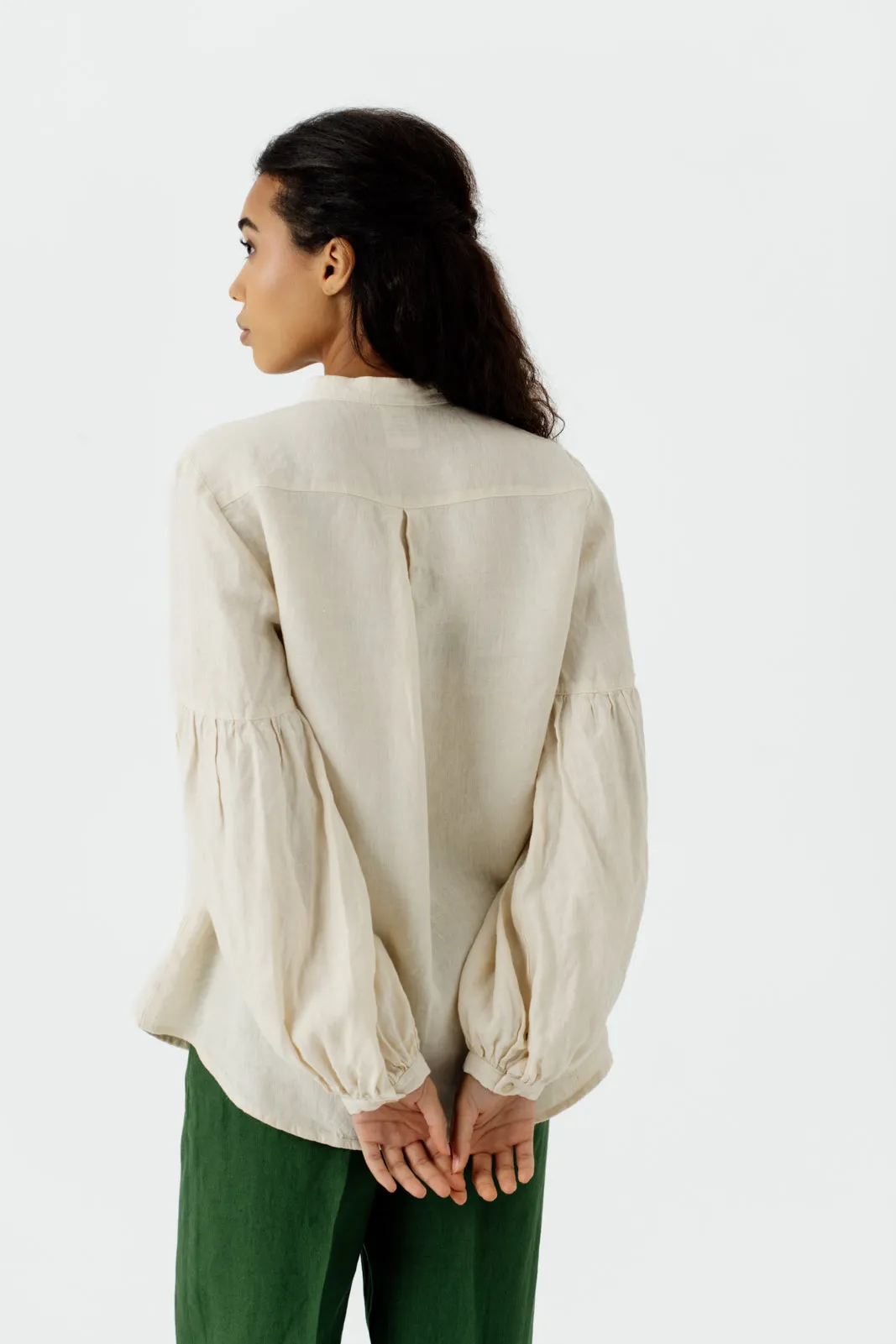 Amber Shirt, Long Sleeve, Hemp, Milky White