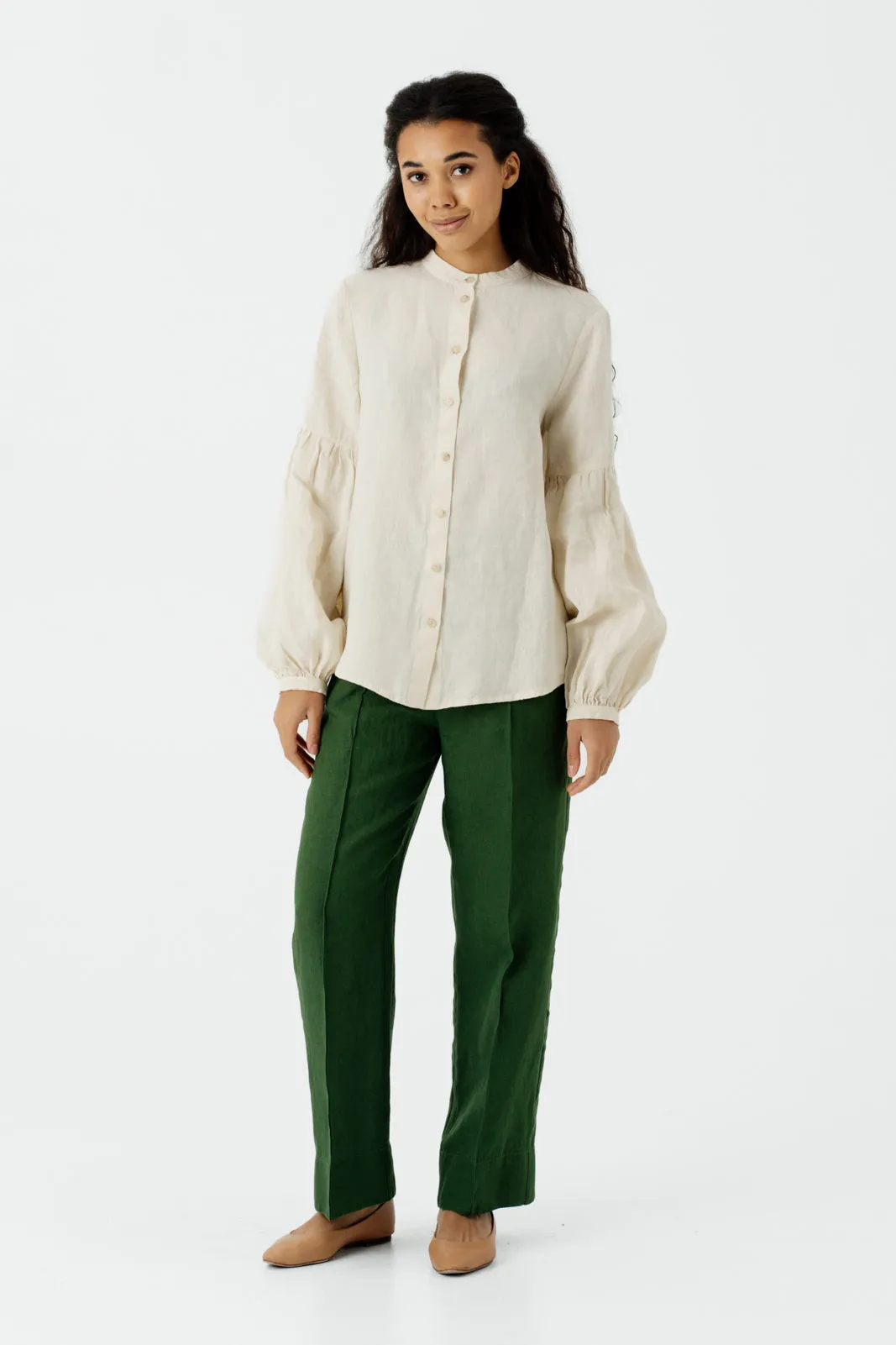 Amber Shirt, Long Sleeve, Hemp, Milky White