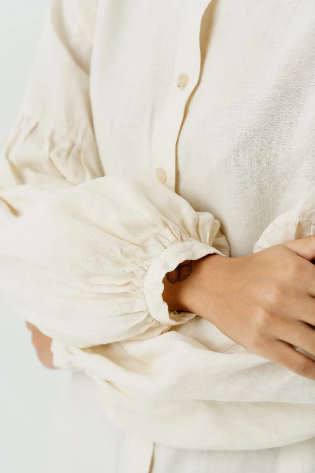 Amber Shirt, Long Sleeve, Hemp, Milky White