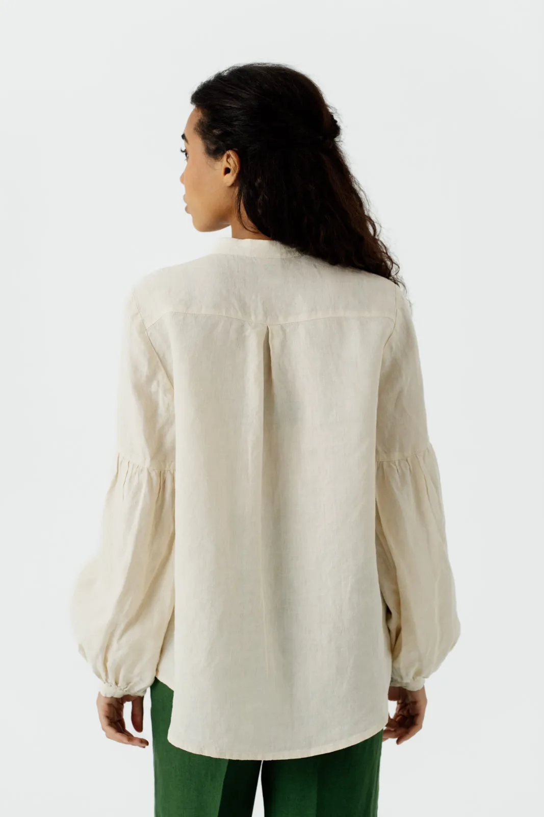 Amber Shirt, Long Sleeve, Hemp, Milky White