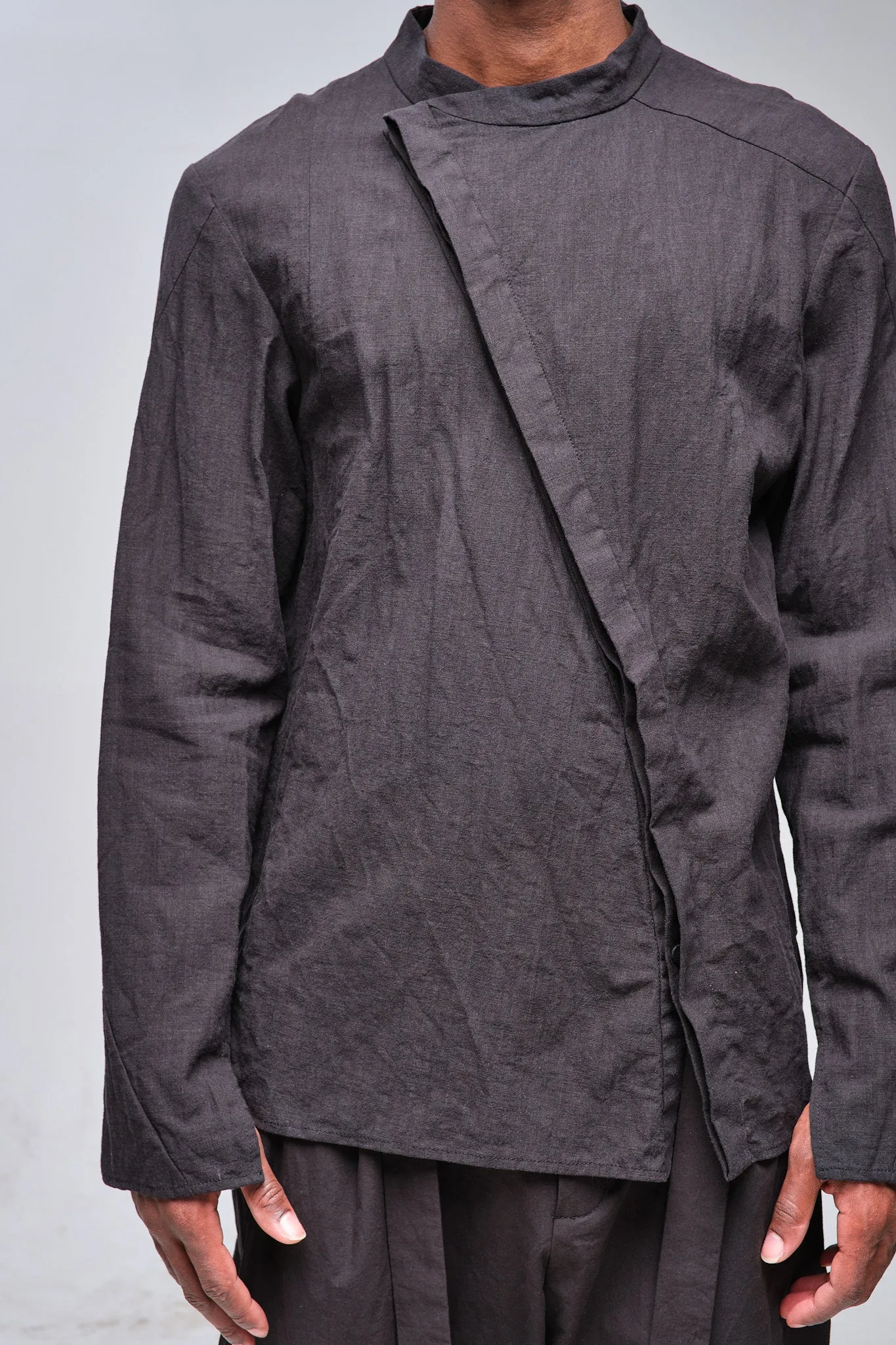 Asymmetric-Closure Hemp Shirt
