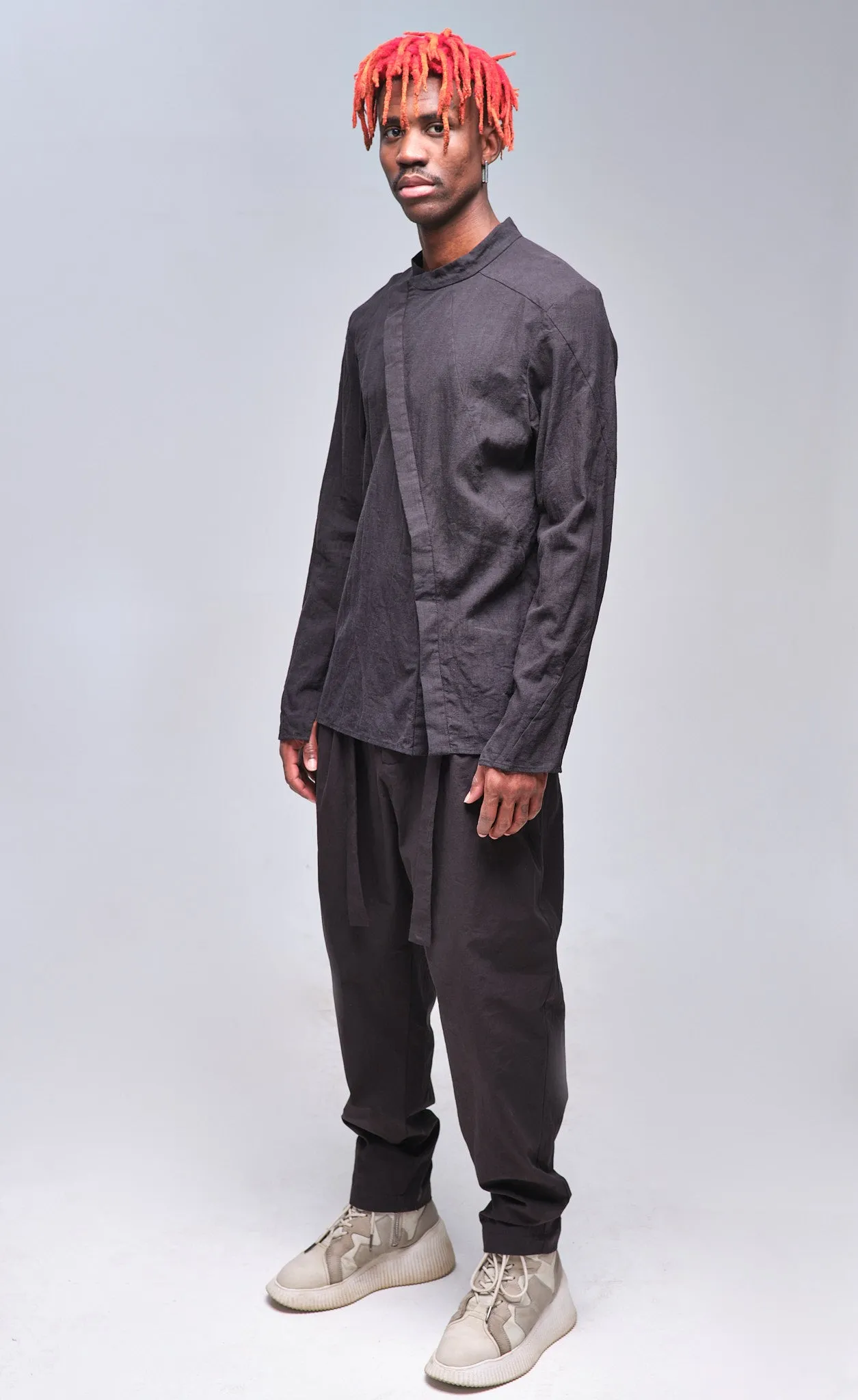 Asymmetric-Closure Hemp Shirt