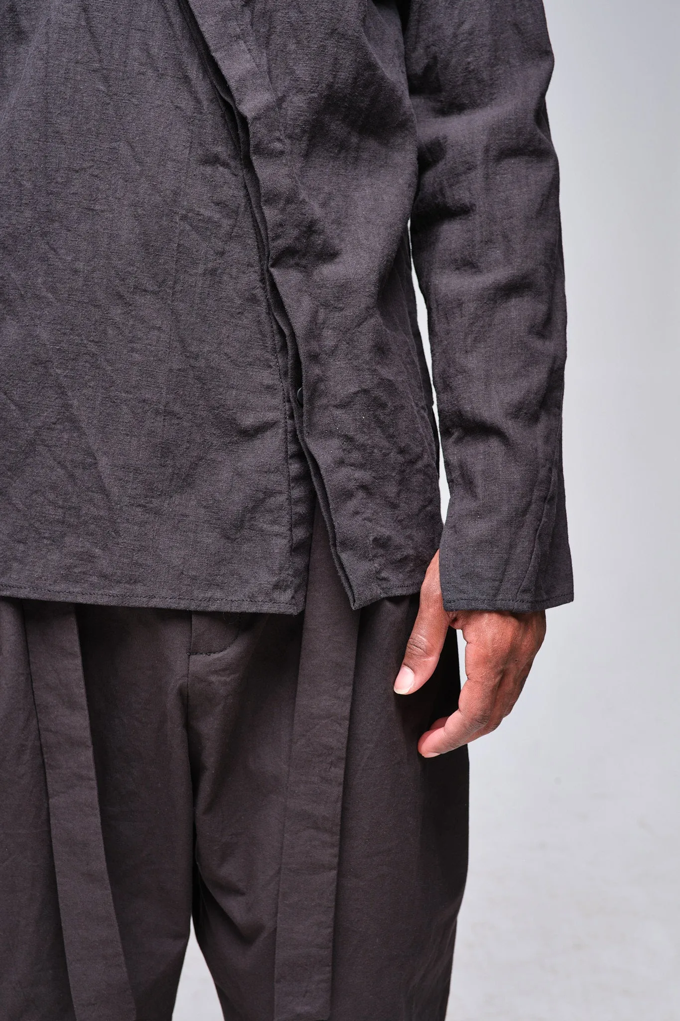 Asymmetric-Closure Hemp Shirt