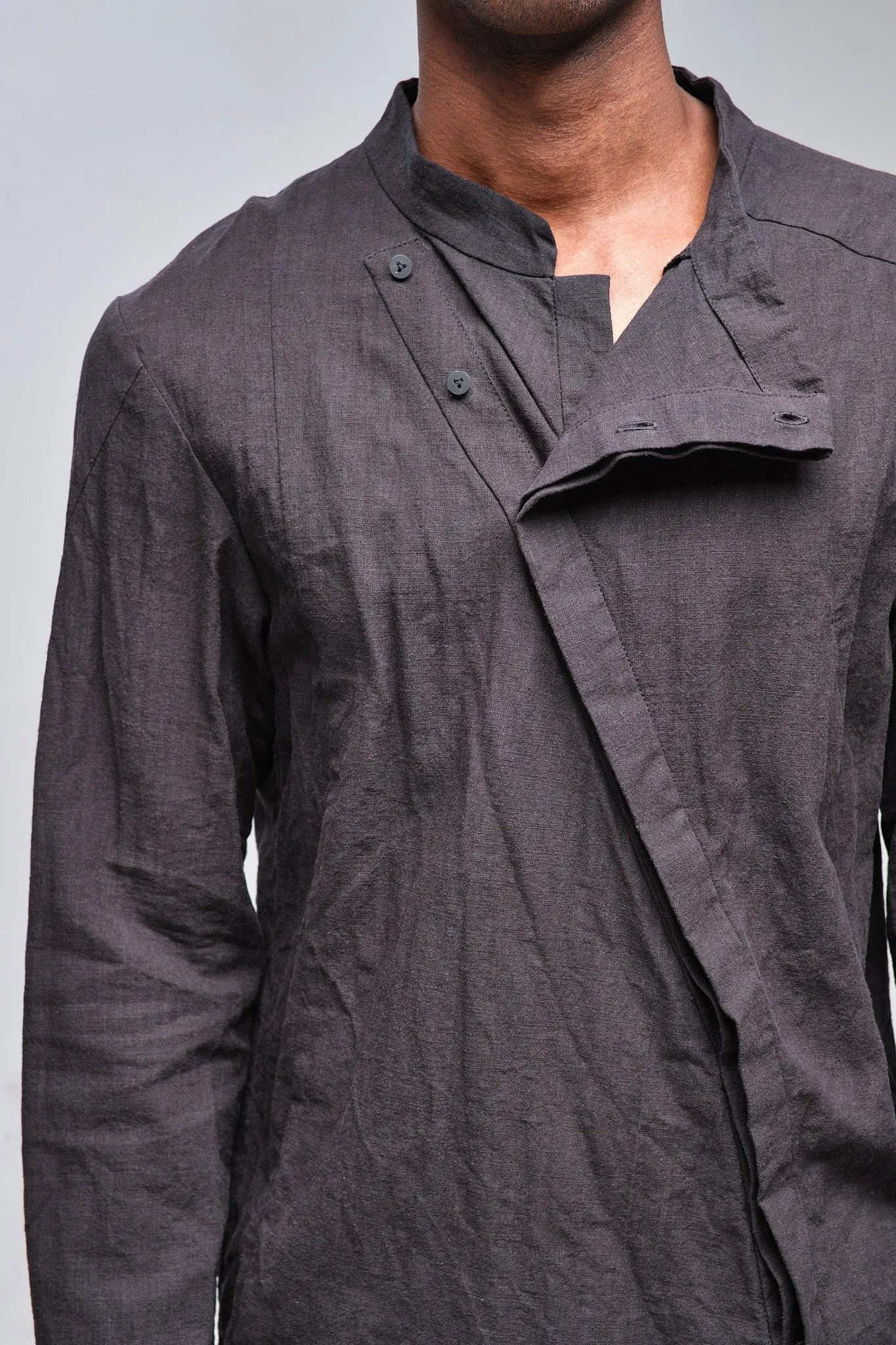 Asymmetric-Closure Hemp Shirt