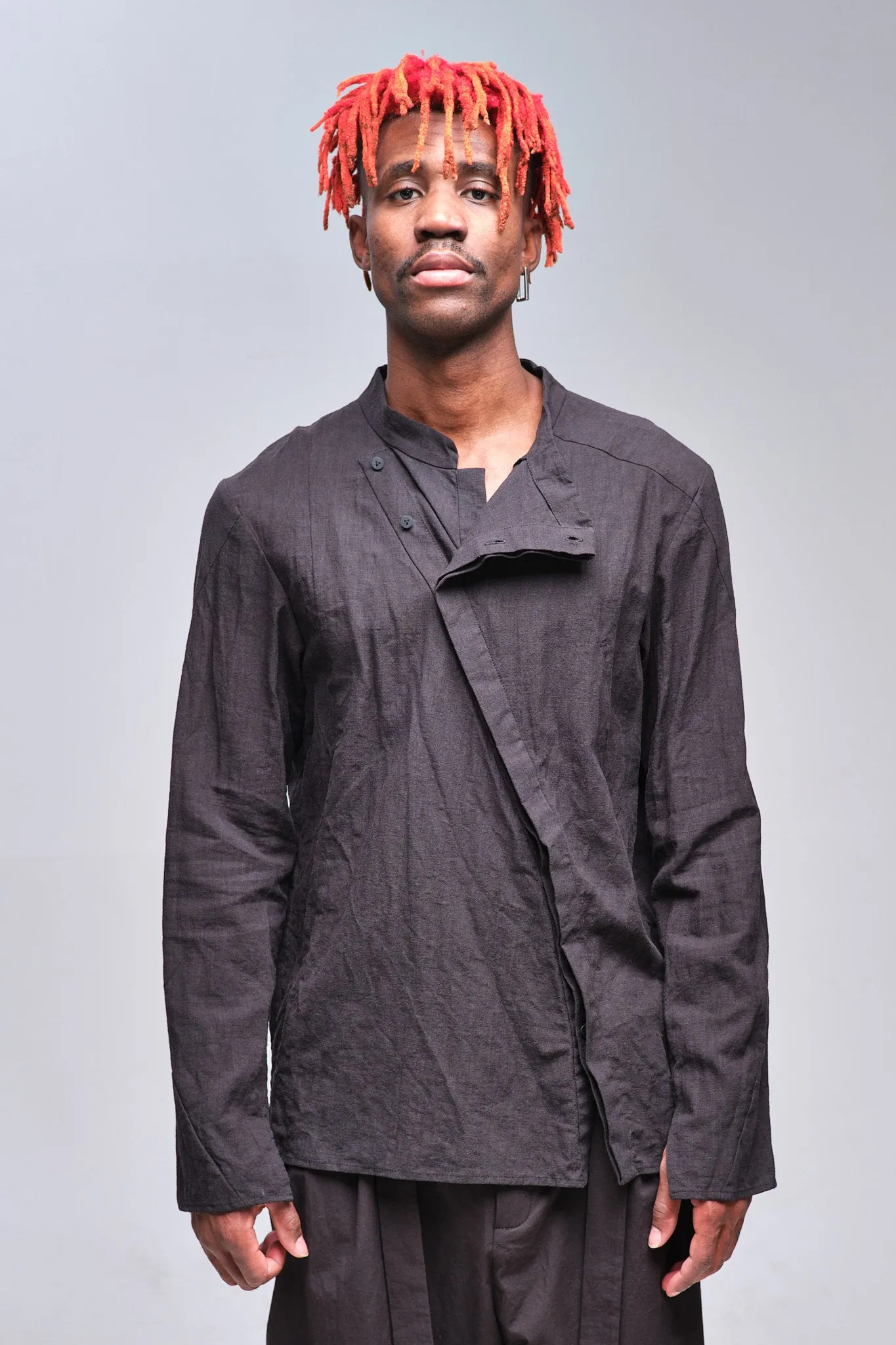 Asymmetric-Closure Hemp Shirt