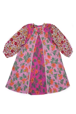 Athena Dress Pink and Red Patch with Lace