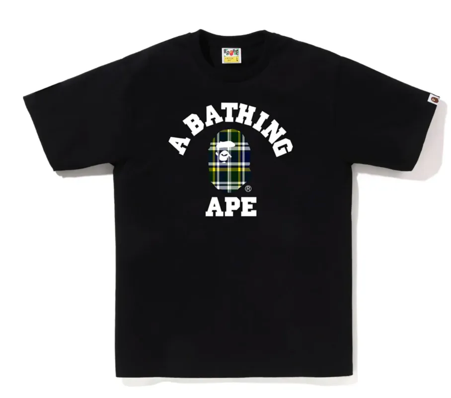 BAPE CHECK COLLEGE TEE BLACK/GREEN