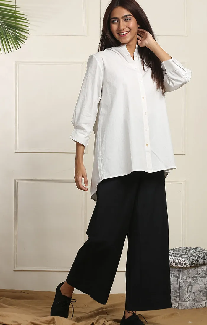 Black Wide Leg Straight Pants - Twill