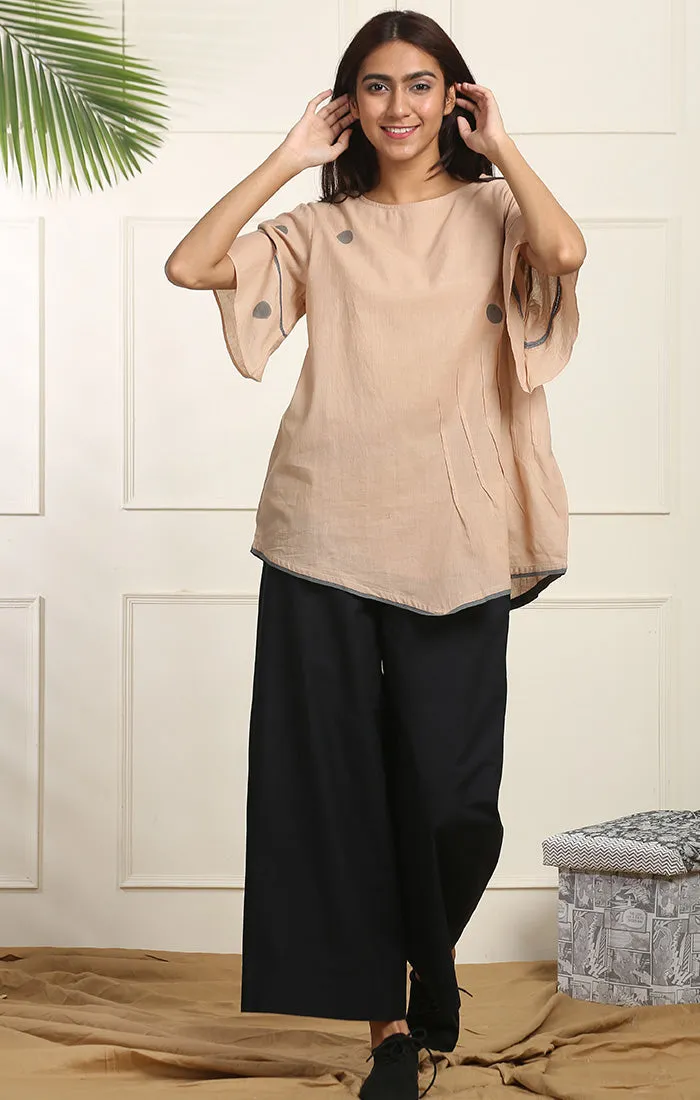 Black Wide Leg Straight Pants - Twill