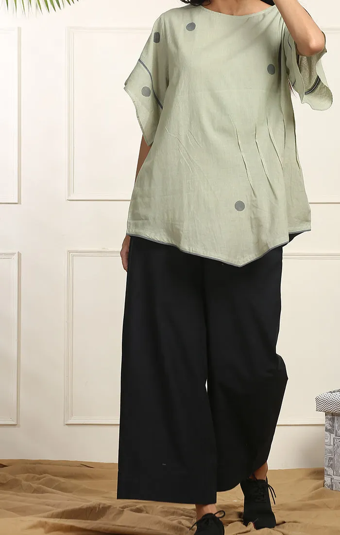 Black Wide Leg Straight Pants - Twill