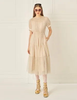BORA AKSU Lace Lace Patchwork Layered Pleated Dress