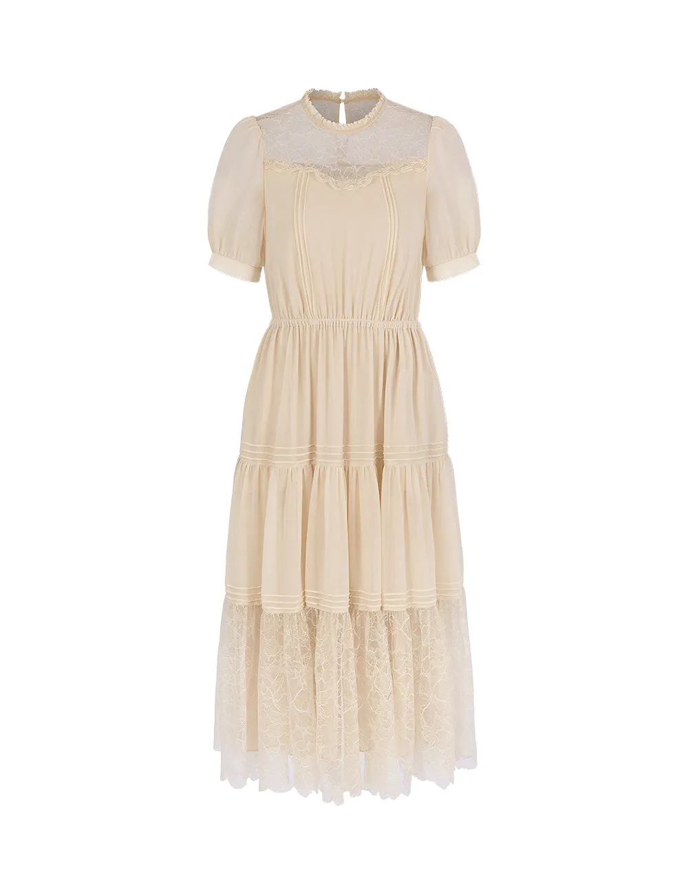 BORA AKSU Lace Lace Patchwork Layered Pleated Dress