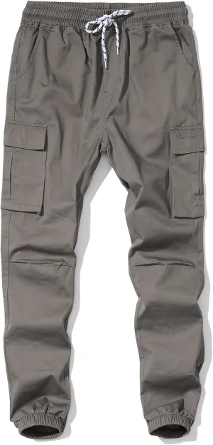 Boys Cargo Pants Kids Joggers Youth Hiking Pants Elastic Waist Cotton Twill Jogging School Pants