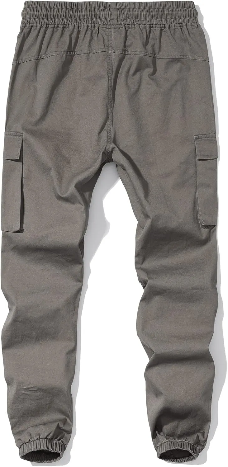 Boys Cargo Pants Kids Joggers Youth Hiking Pants Elastic Waist Cotton Twill Jogging School Pants