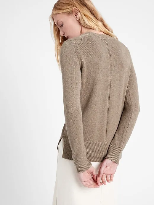 Cotton-Hemp Crew-Neck Sweater in Maplewood Taupe