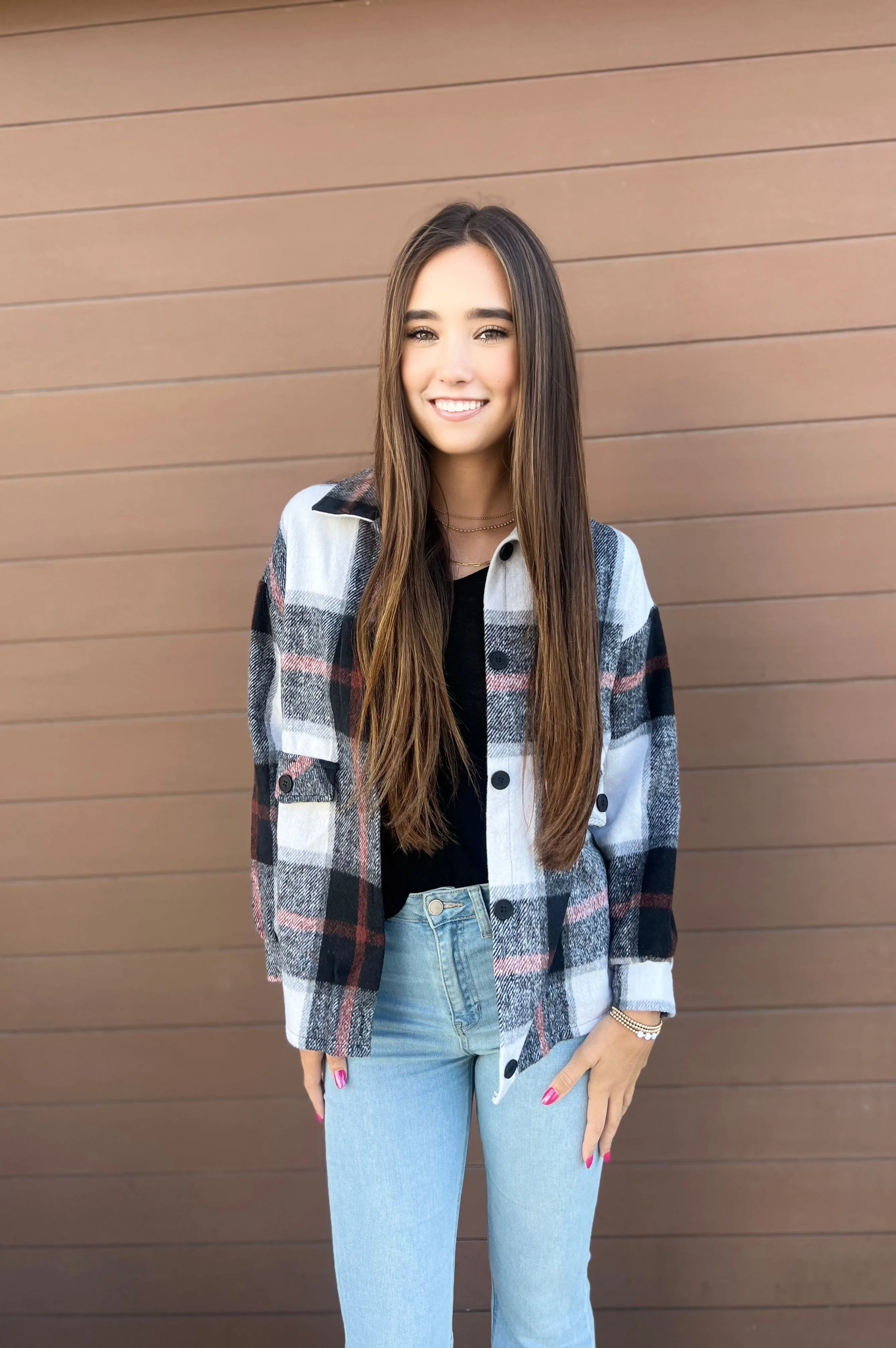 Crisp Air Plaid Shirt Black and White
