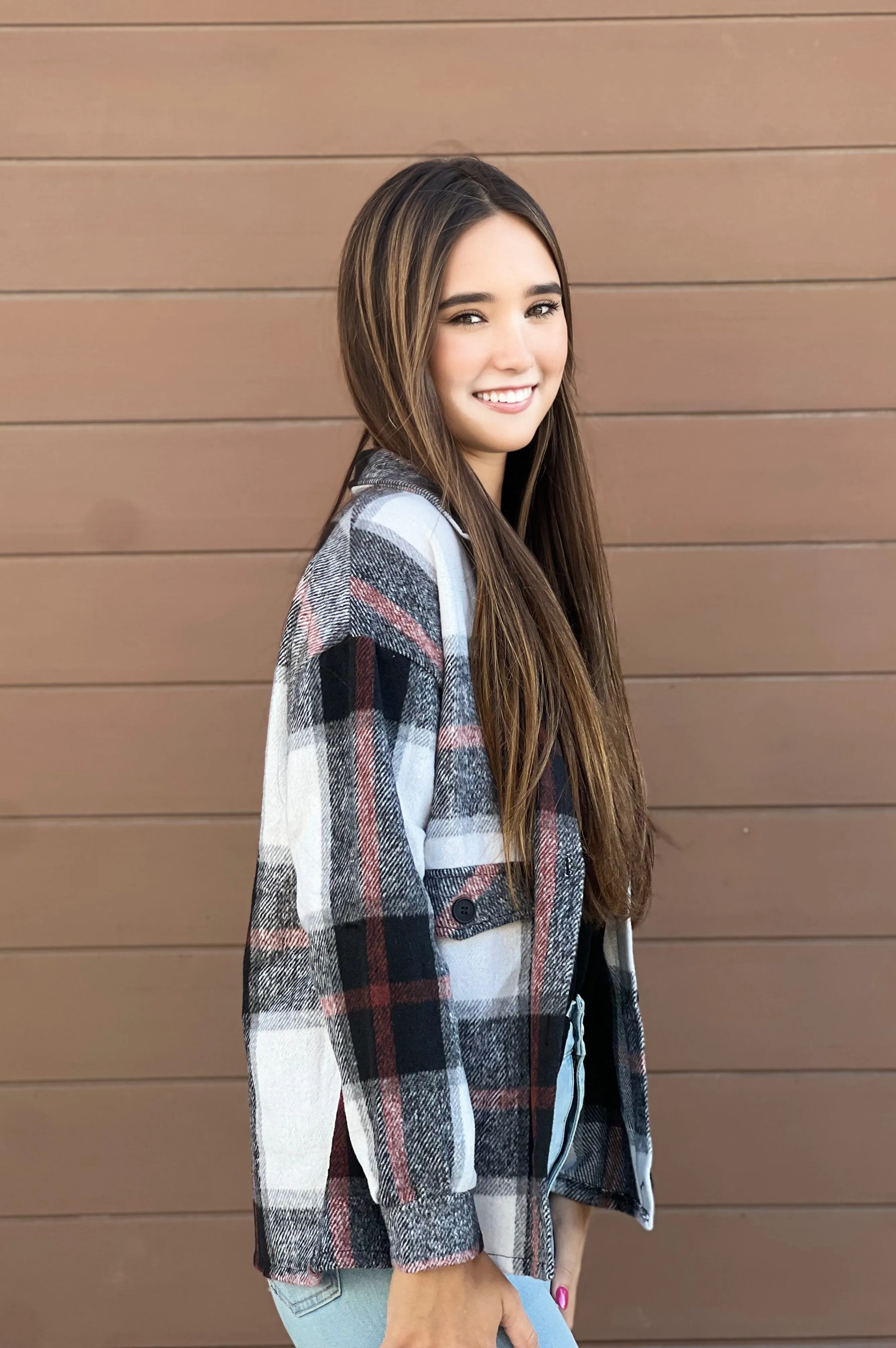Crisp Air Plaid Shirt Black and White