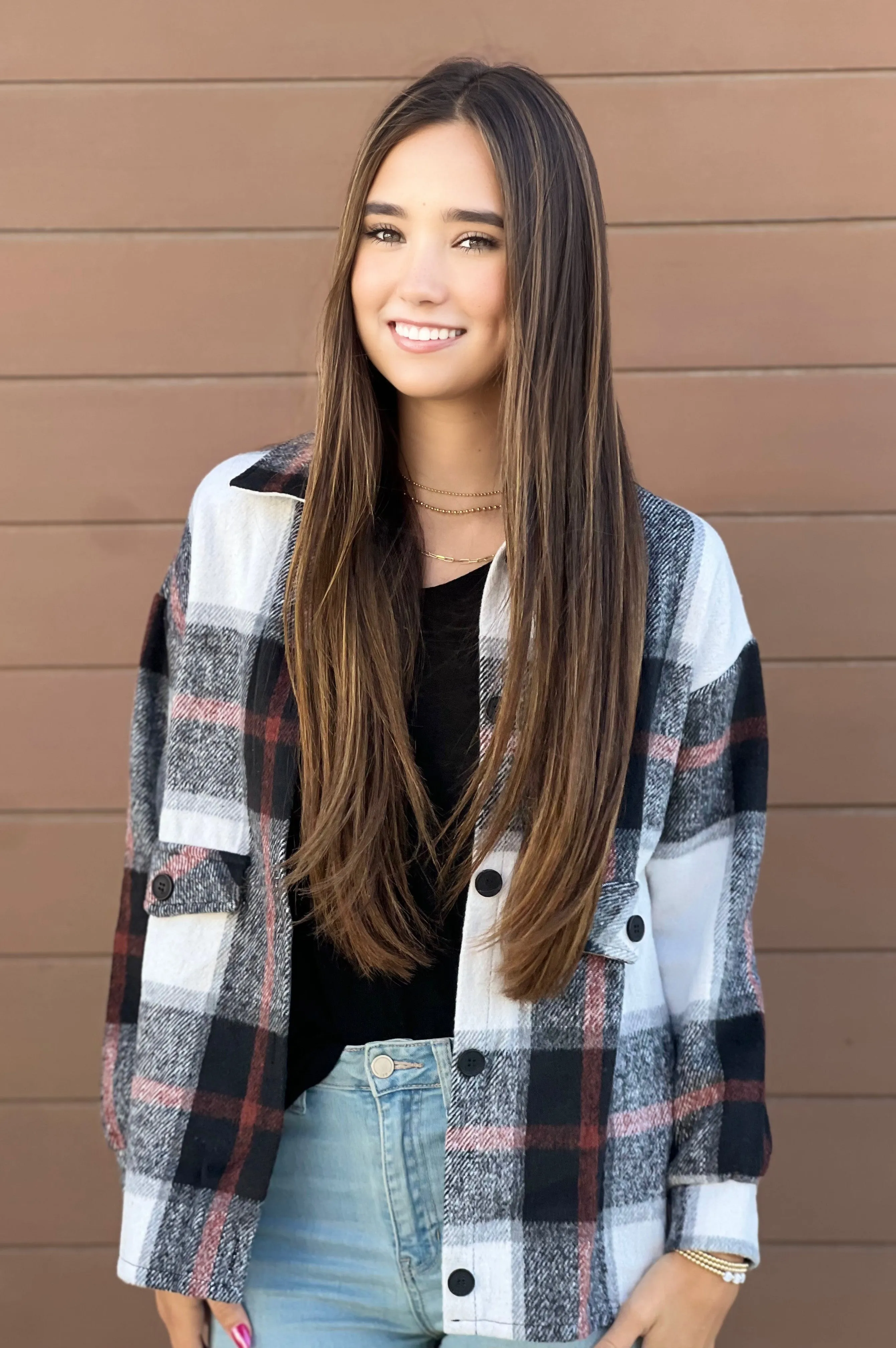 Crisp Air Plaid Shirt Black and White