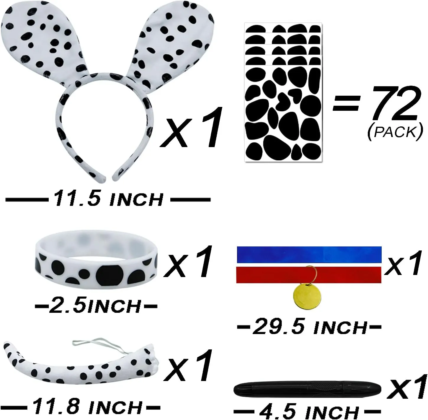 Dalmatian Costume for Kids/Adults, Shirt With Black Felt Stickers for School DIY Projects