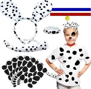 Dalmatian Costume for Kids/Adults, Shirt With Black Felt Stickers for School DIY Projects