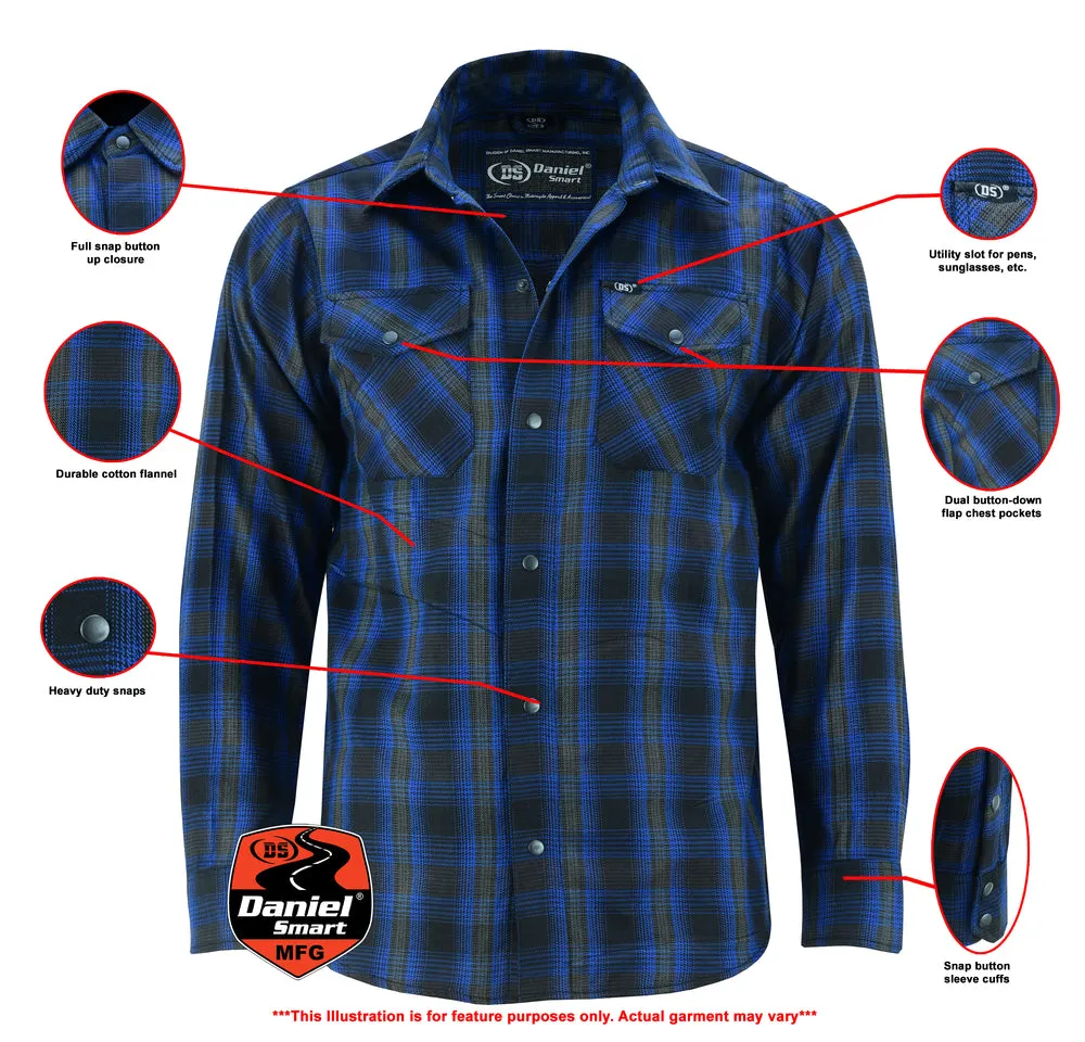 DS4681 Men's Flannel Shirt -Blue and Black
