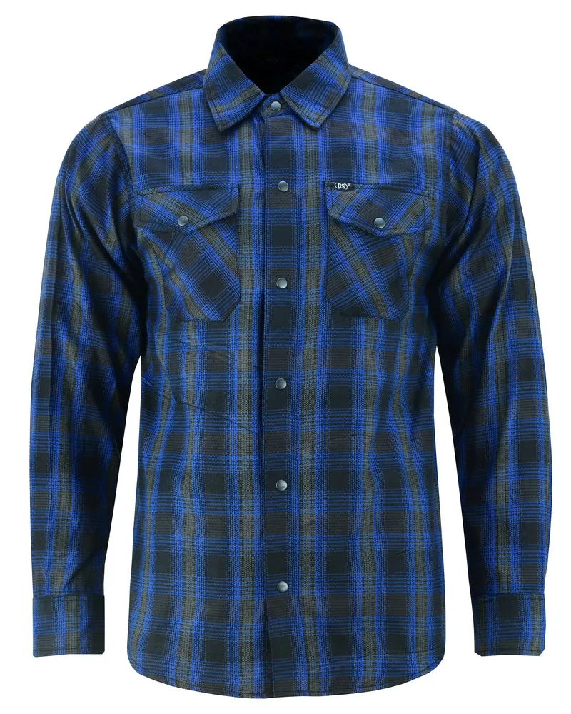 DS4681 Men's Flannel Shirt -Blue and Black