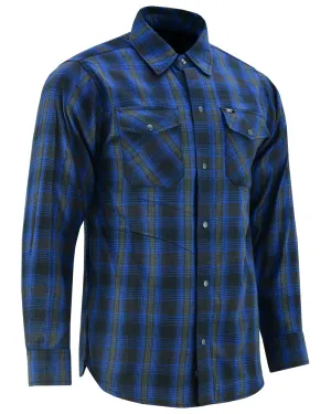 DS4681 Men's Flannel Shirt -Blue and Black