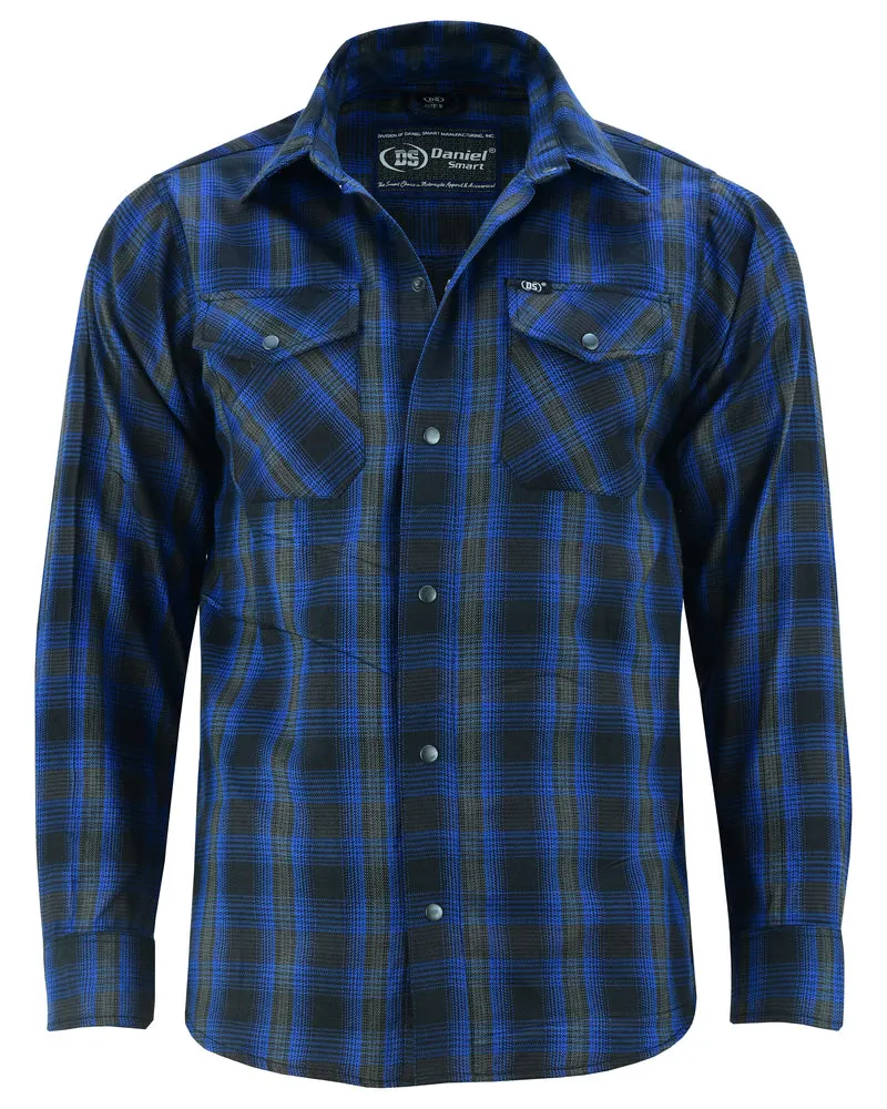 DS4681 Men's Flannel Shirt -Blue and Black