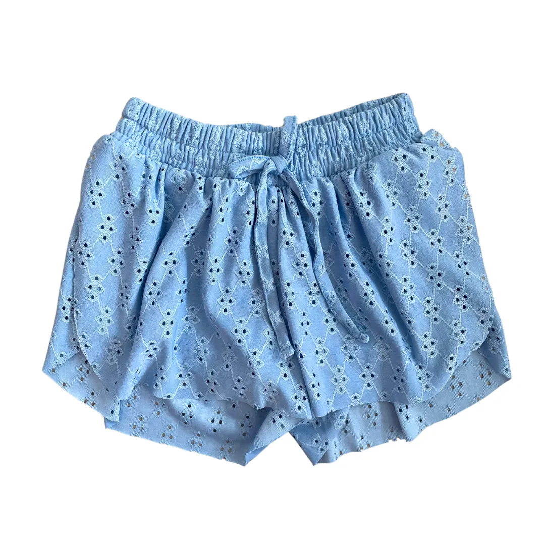 Eyelet Butterfly Shorts - Blue