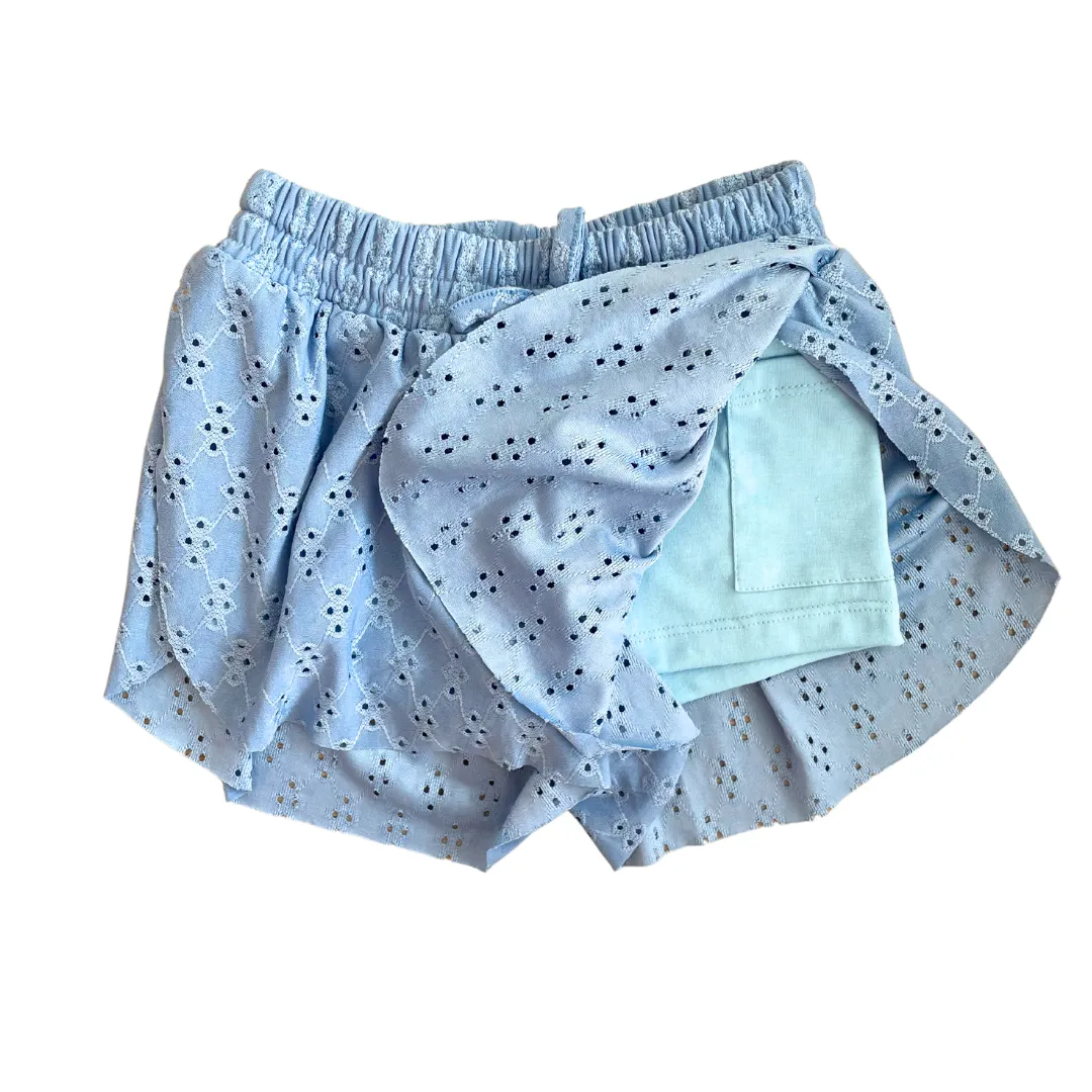 Eyelet Butterfly Shorts - Blue