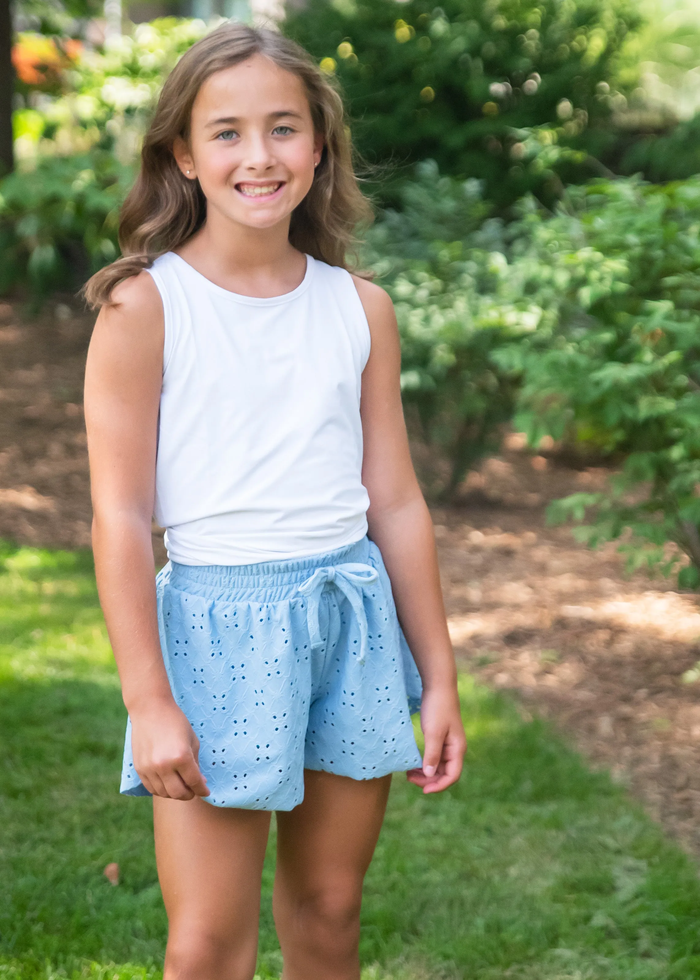 Eyelet Butterfly Shorts - Blue