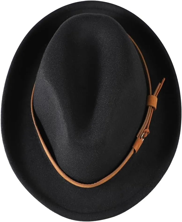 Felt Manhattan Fedora Hat Classic Gangster Trilby Cap Short Brim Jazz Hat Wool Structured Cap for Men Women