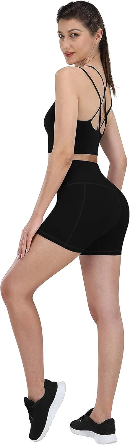 Fengbay 2 Pack 8" /5" Biker Shorts for Women with Pockets, High Waist Workout Shorts for Women Compression Yoga Shorts