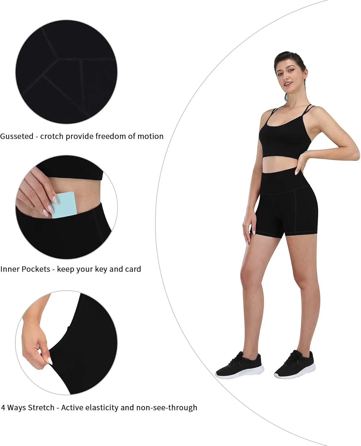 Fengbay 2 Pack 8" /5" Biker Shorts for Women with Pockets, High Waist Workout Shorts for Women Compression Yoga Shorts