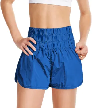 Flowy Shorts for Teen Girls High Waist Smocked Quick Dry Gym Workout Athletic Shorts Preppy Youth Butterfly Shorts