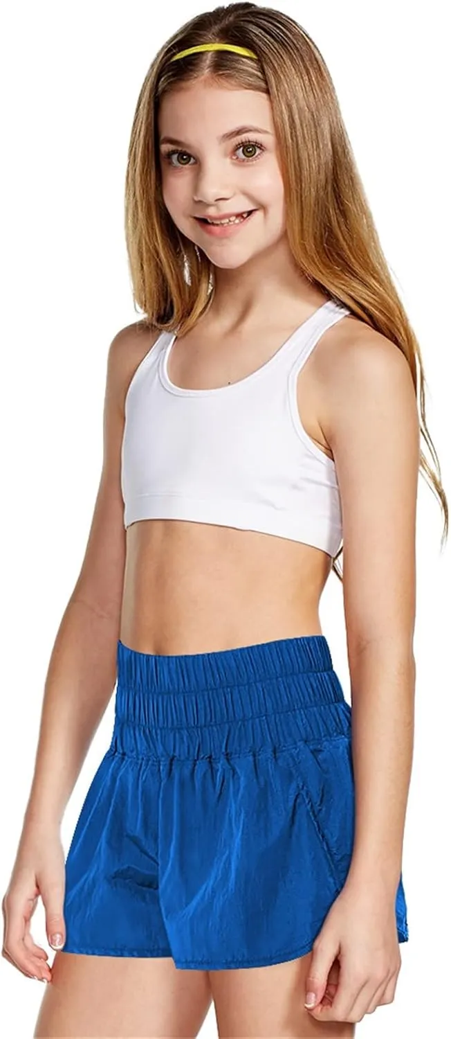 Flowy Shorts for Teen Girls High Waist Smocked Quick Dry Gym Workout Athletic Shorts Preppy Youth Butterfly Shorts