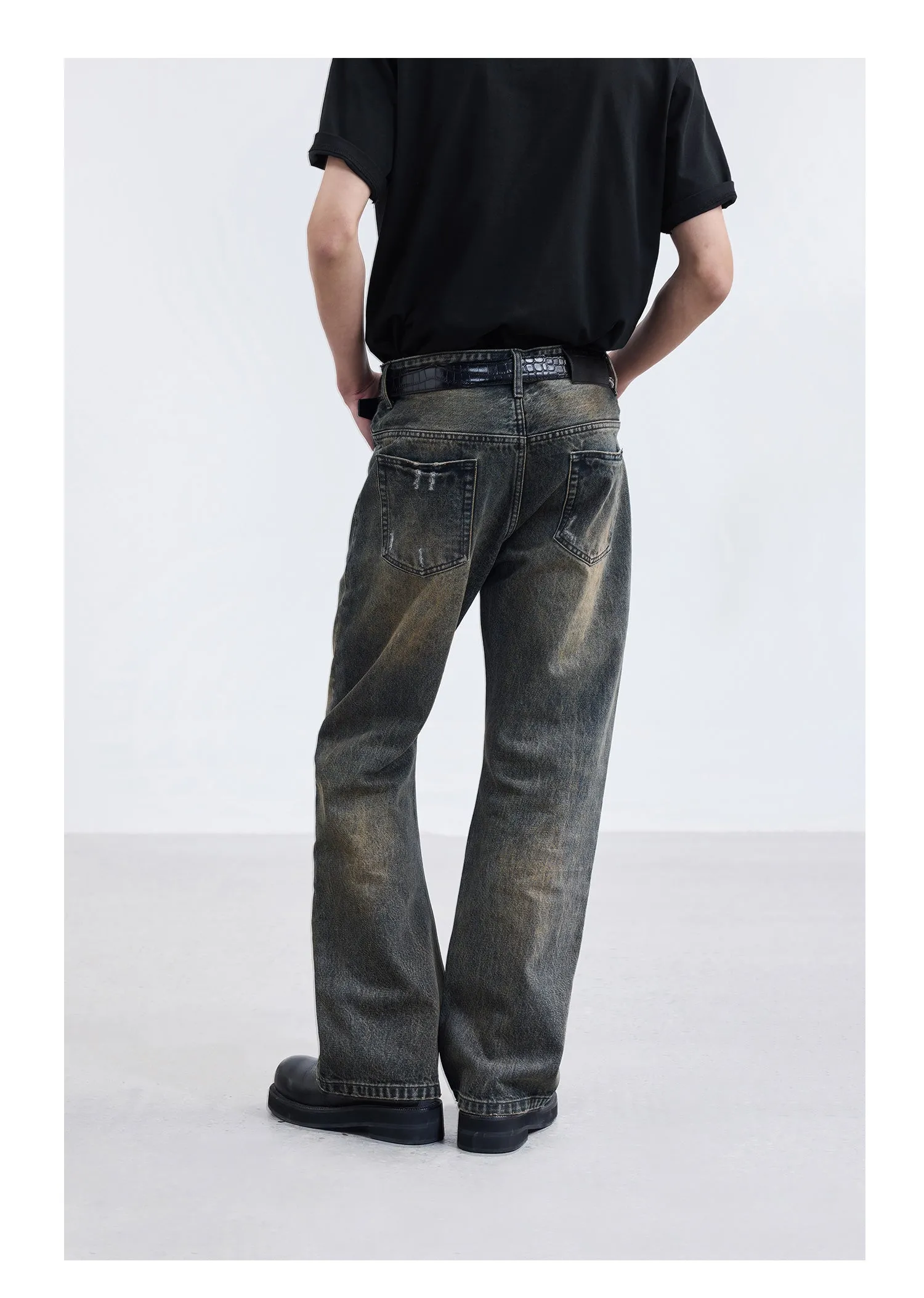 Frayed Straight Denim Pants