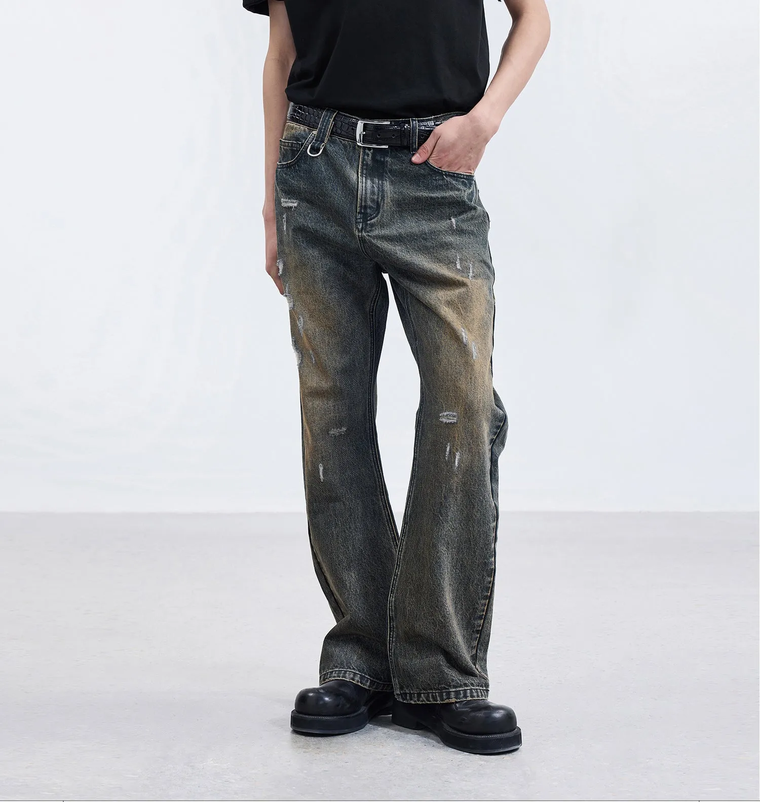 Frayed Straight Denim Pants