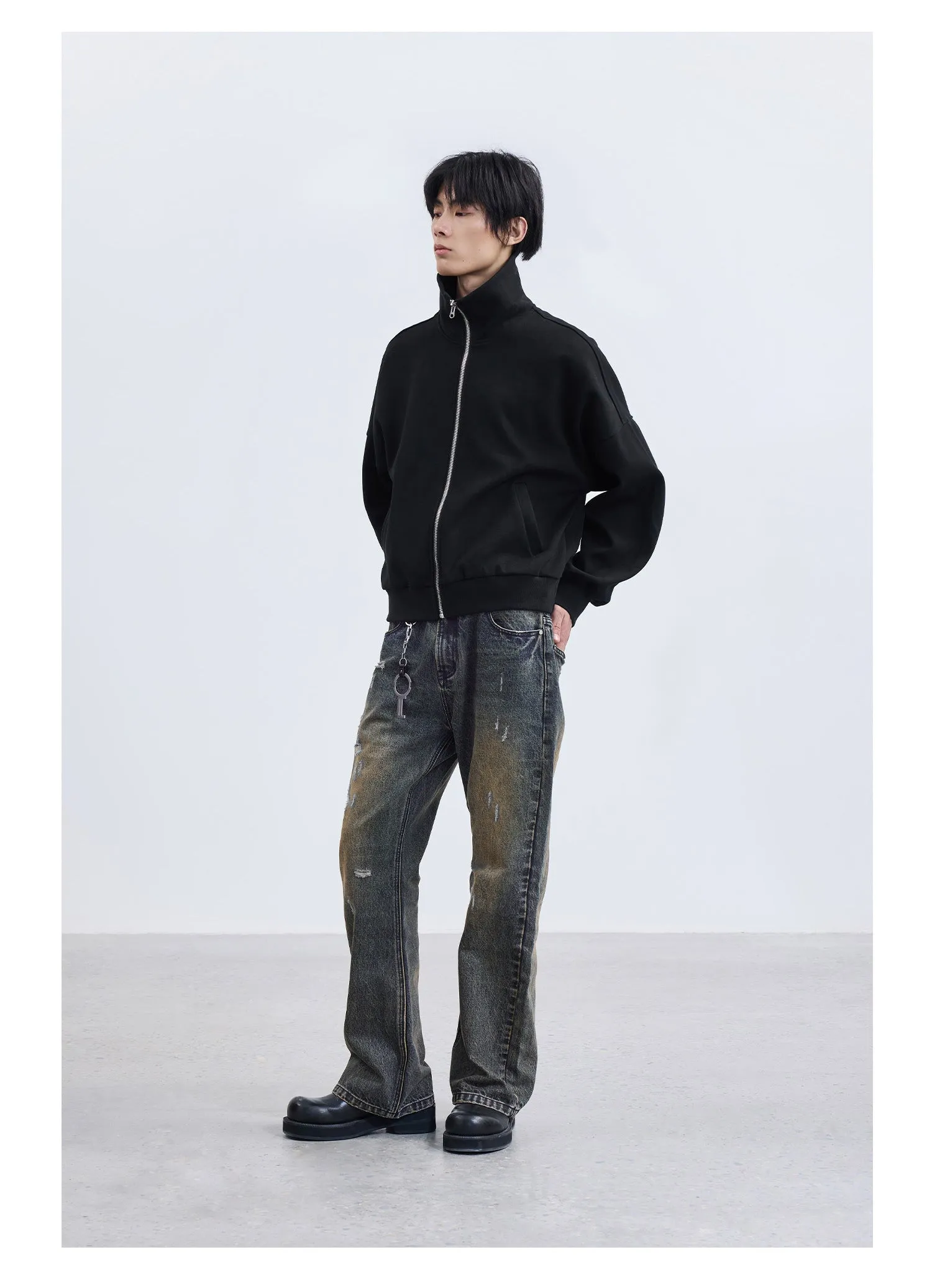Frayed Straight Denim Pants