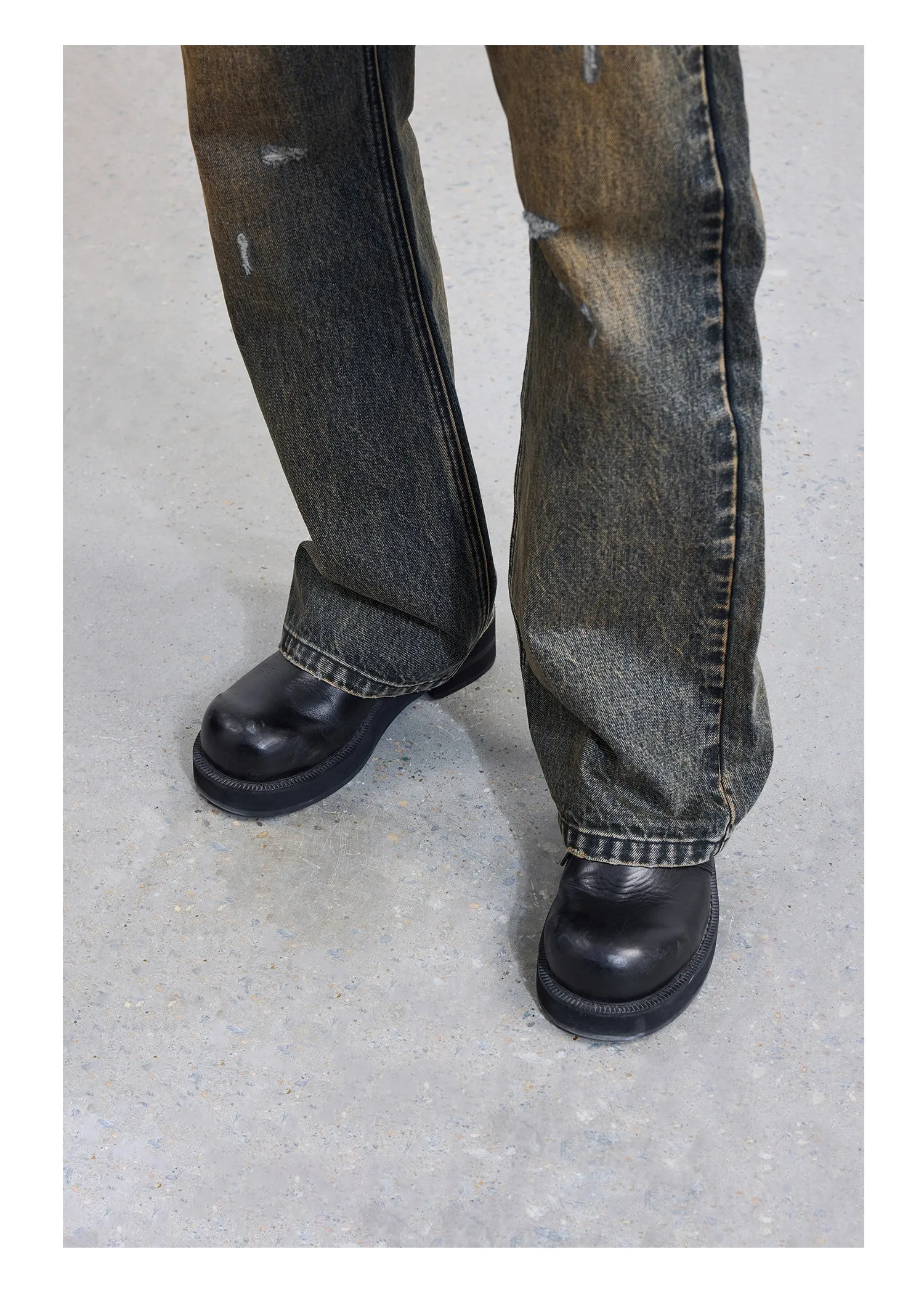 Frayed Straight Denim Pants