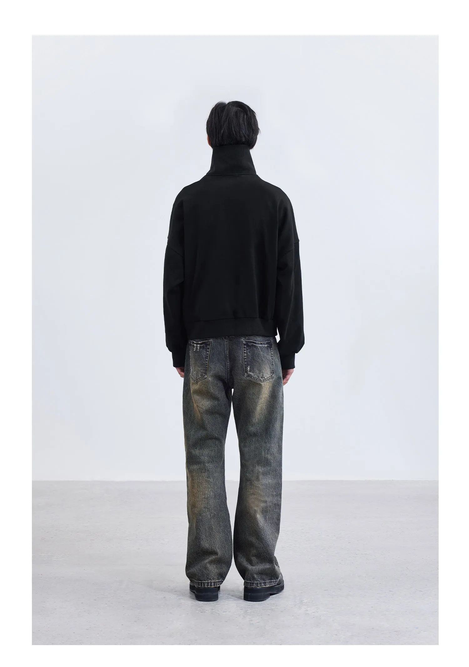 Frayed Straight Denim Pants
