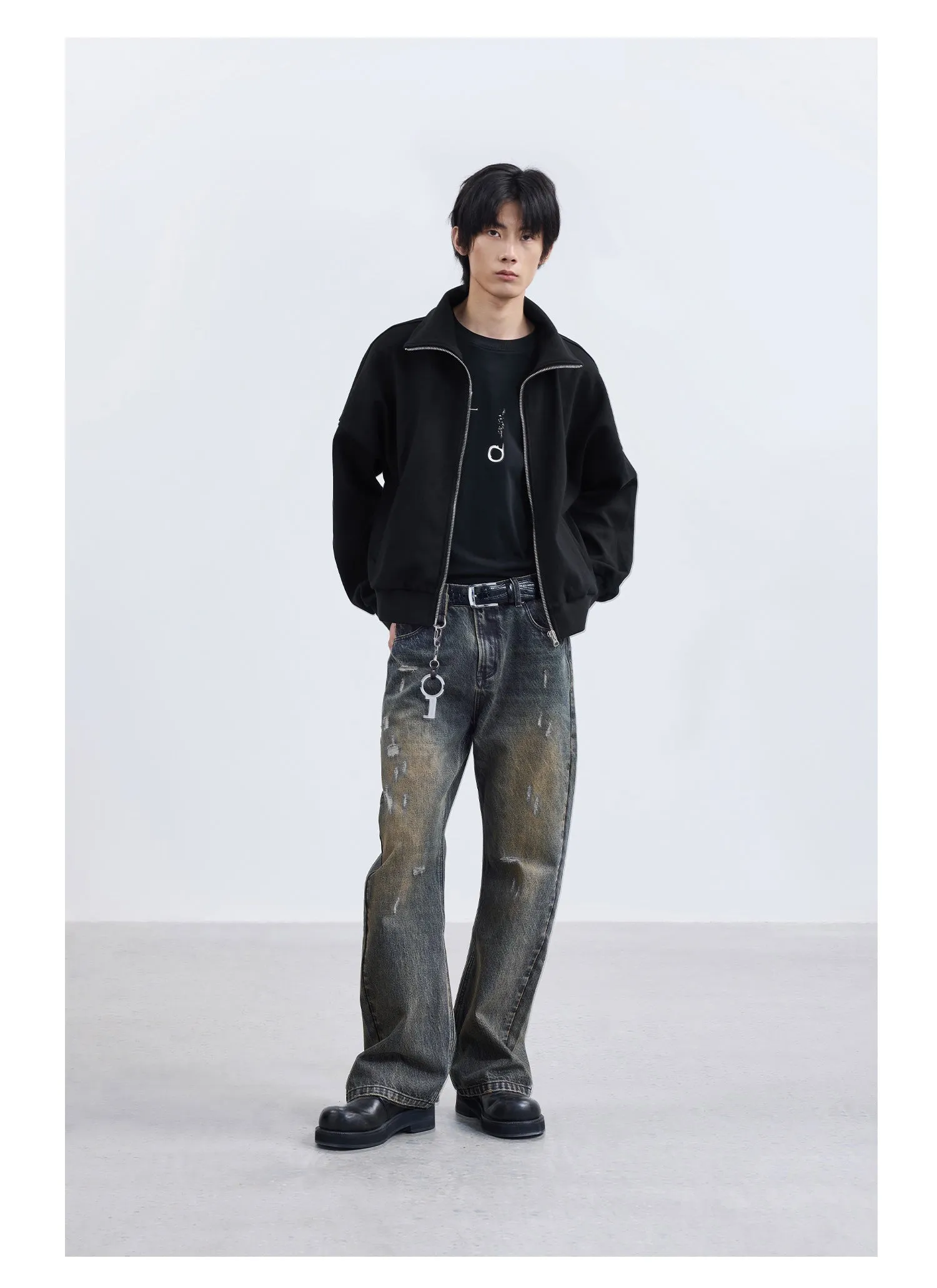 Frayed Straight Denim Pants