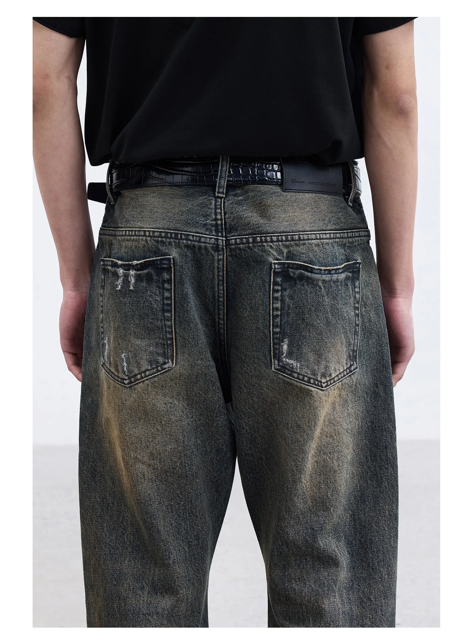 Frayed Straight Denim Pants