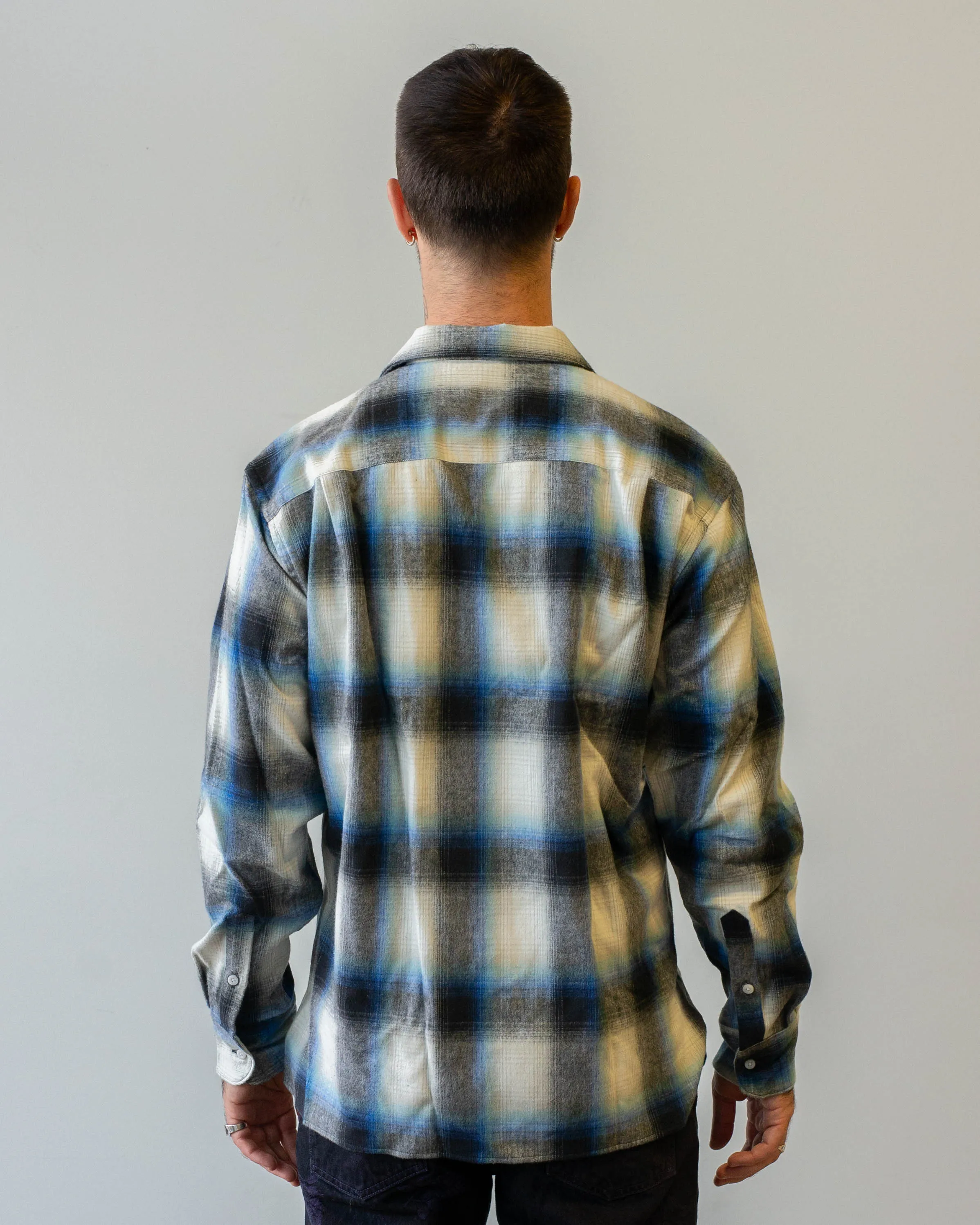 Gitman Vintage Blue Shaggy Brushed Ombre Long Sleeve Camp Shirt
