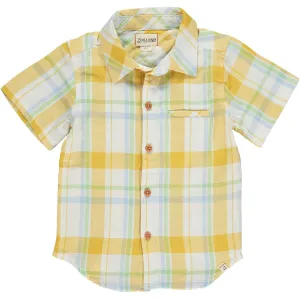 Gold/cream plaid woven shirt