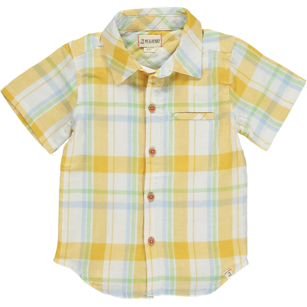 Gold/cream plaid woven shirt