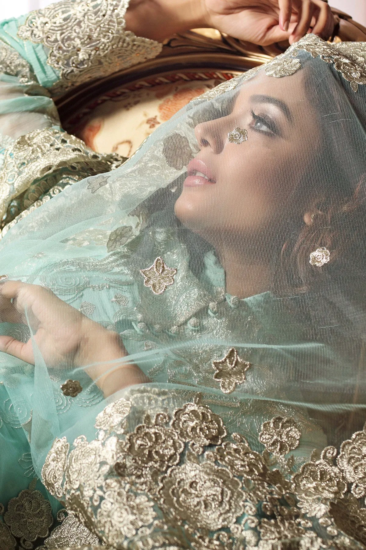 Gul Ahmed Luxury Chiffon Collection - Light Blue 3 Pc Premium Embroidered Chiffon PM-202