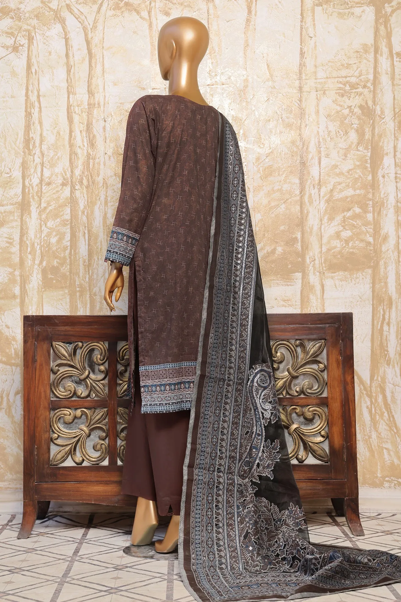 HZ Premium Stitched 3 Piece Festive Digital Printed Emb Lawn Collection'2024-FEL-410
